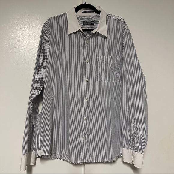 Club Monaco 180’s compact cotton Striped Button up shirt size XL - Picture 1 of 7